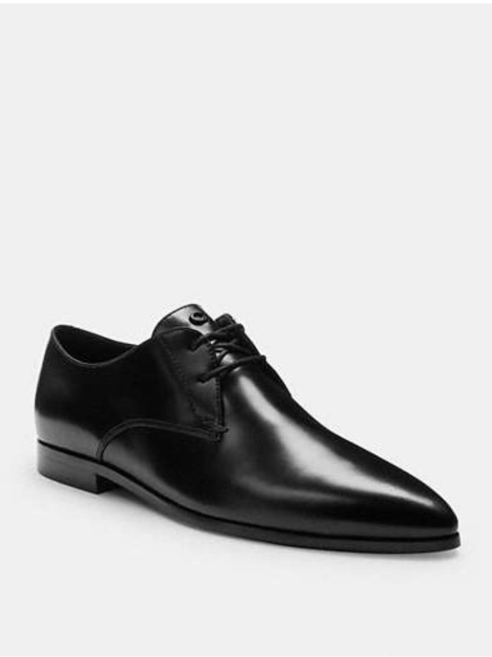 NWT [$250] Coach Black Leather Runway Lth Derby Lace-Up Flat. Sz. 5.5